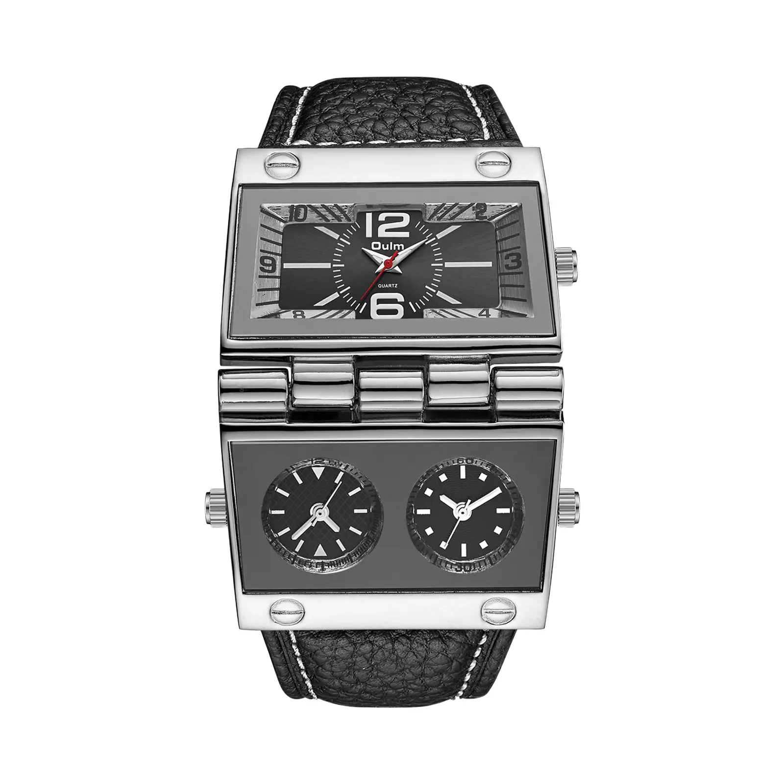 OIDEA Men's Multifunctional Analog Quartz Watch - Square-Rectangle Leather Strap, Bold Design, Large Multi-Zone Dial, Fashion Men's Accessory, Multifunctional Watch,summerwins