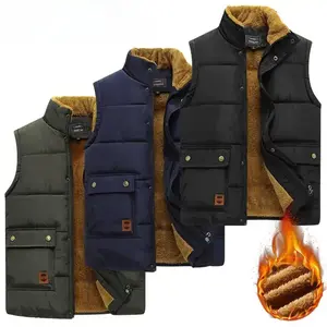 BIGWIG Men's Winter Vest Jacket, Fleece-lined Down Vest, Warm and Casual Quilted Vest, Bubble Lambswool Vest Jacket, Fleece-lined and Thick Down Cotton Vest