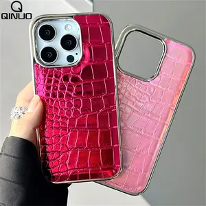 Luxury Colorful Crocodile Leather Texture Phone Case For iPhone 16 15 14 Plus 13 12 11 Pro Max Plating Soft Shockproof Cover Protection Protective