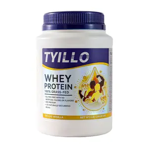 Tyillo Whey Protein 100% Grass-Fed Deluxe Vanilla 20g Protein 4.3g BCAAs Gluten-Free Supplement for Fitness & Recovery US Healthcare Dietary Edible