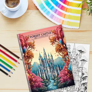 Forest Castle Themed Coloring Book, 1 Count A4 Thickened 32 Pages Painting Book, Drawing Book, Art Sketchbooks, Art Supplies for Home & Campus Activities, Christmas Gift for Friend