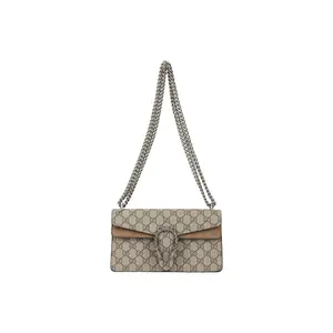 Pre-owned GUCCI CANVAS Shoulder Bags Dionysus New Small Shoulder Bag in Beige/Ebony GG Supreme and Taupe Suede Monogram Crossbody Bag for Everyday Use
