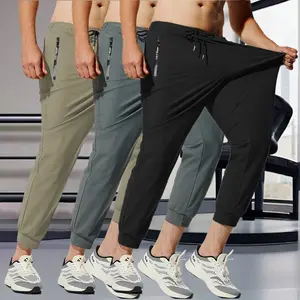 Men's  1-3-Pack Minimalist Fashion Ice Silk Casual  Sweatpants  — Drawstring , Zipper Pockets, Skin-Friendly Comfort, Essential for Warm Weather and Everyday Wear