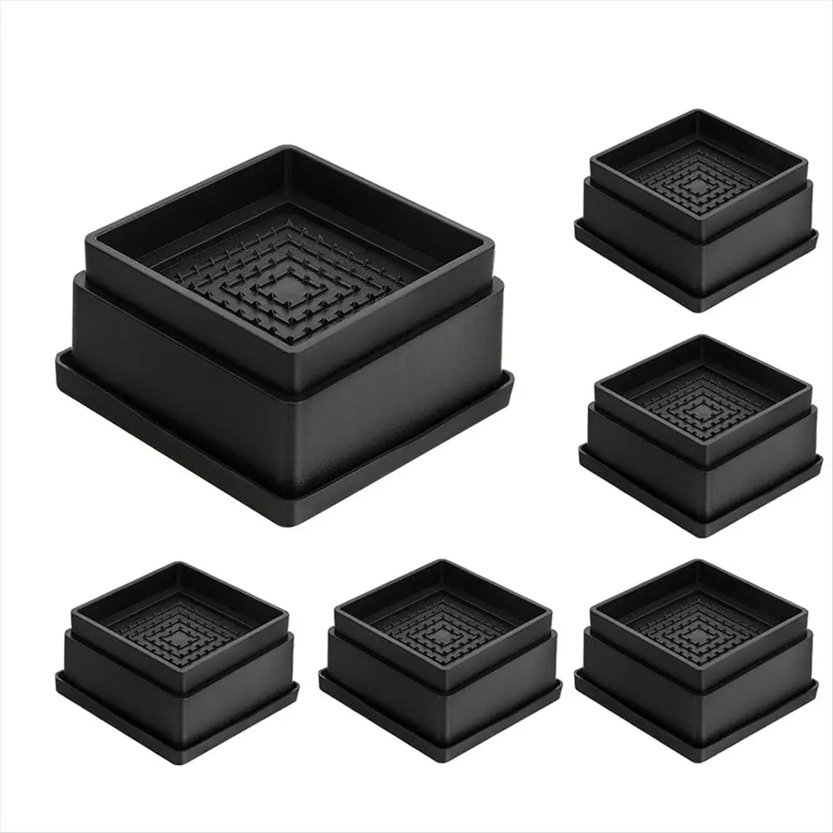 Bed Risers 1 Inch, 6pcs Adjustable Bed Furniture Riser, Heavy Duty Bed Lifts Risers with Rubber Pad for Sofa, Bed, Table