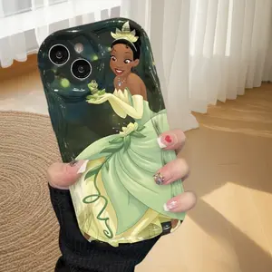 Princess Tiana Frog Prince Cream Phone Case - Suitable for Apple iPhone 17 Air 16 15 14 13 12 11 Pro Max Plus Adorable Gift - Cartoon Style, Excellent Protection, Drop-Resistant