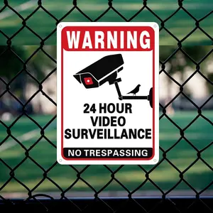 A "No Trespassing" sign for private property, an outdoor video surveillance sign, made of rust-proof aluminum, suitable for homes, commercial premises, driveway warnings, and CCTV monitoring systems.