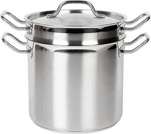 Thunder Group Stainless Steel Pasta Cooker 20 Quarts with Perforated Strainer, Easy to Clean, Dishwasher Safe, Ideal for Family Gatherings and Commercial Use