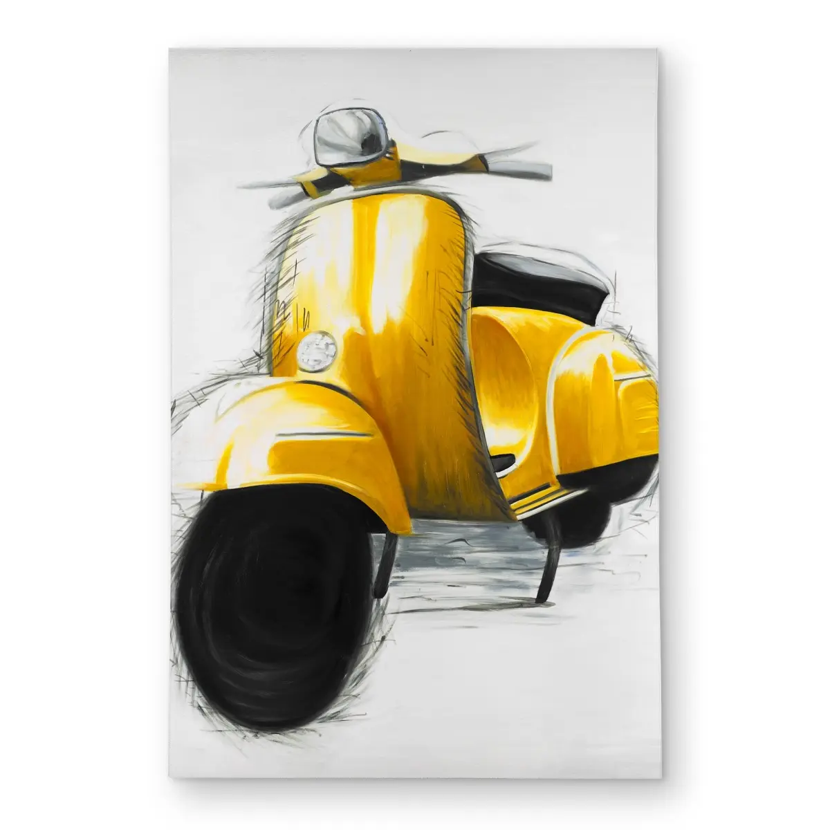 Begin Home Decor C1ROAR23C84LAP 2x3 ft. Yellow Vintage Polyester Italian Scooter Home Decorative Rug - Outdoor/Indoor Weatherproof Rectangle Motorcycle Decor Rug