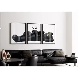 Set of 3 Family Kaws Art pieces canvas wall home decor Portrait Gallery