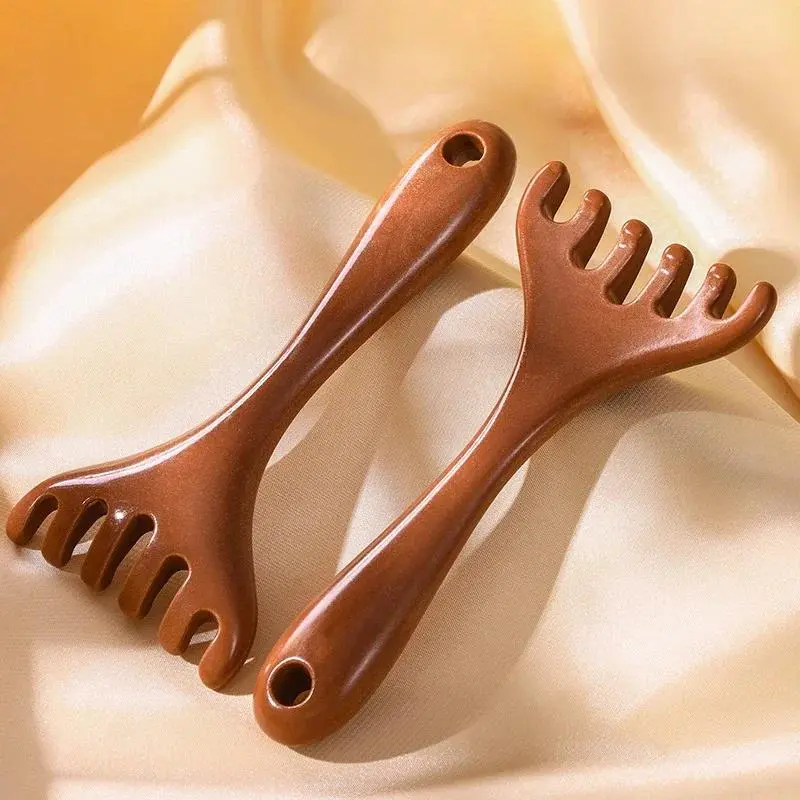 Six-Pronged Head Care Comb Meridian Massage Scraper for Facial and Body Care Wide-Tooth Relaxation Tool Scalp Scratcher