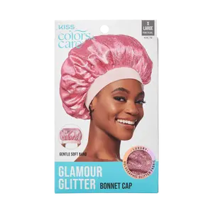 KISS Colors & Care Glamour Glitter Bonnet Cap, XL - Pink Pearl