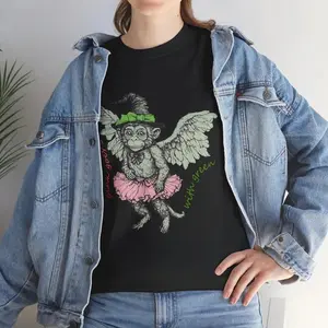 Wicked Chistery Pink Goes Good With Green Cotton Graphic Tee, Flying Monkey Shirt, Wicked Movie Black T-Shirt, Wicked Men's Unisex Oversized Streetwear Collection