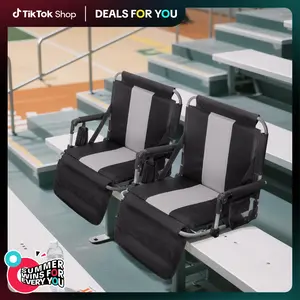 PHIVILLA Stadium Seat for Bleachers Portable Outdoor Floor Folding Stadium Chair with Armrest, Back Support, Cup Holder, Mesh Bag and Hide Hooks,Summervibes