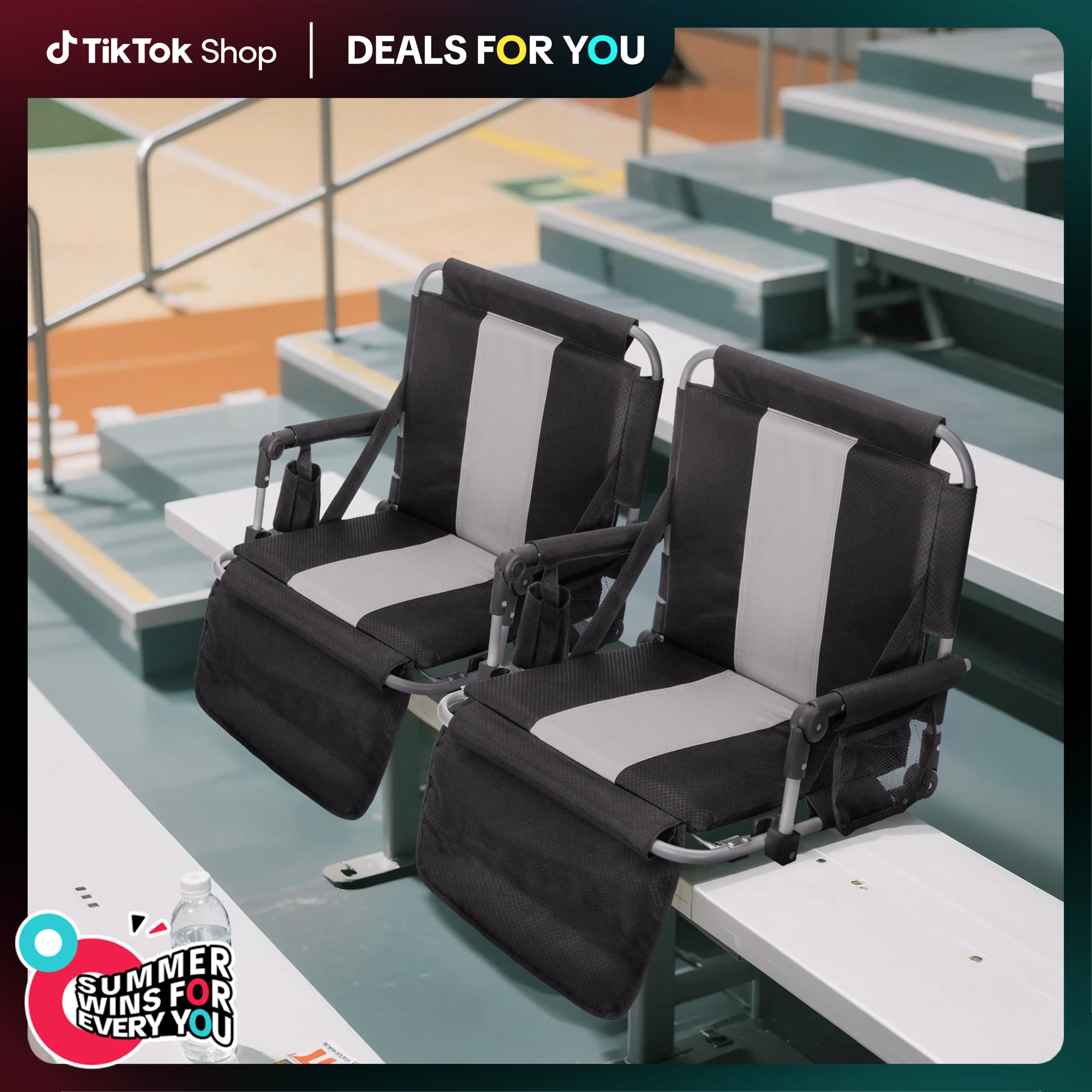 DealsForYouDays PHIVILLA Stadium Seat for Bleachers Portable Outdoor Floor Folding Stadium Chair with Armrest, Back Support, Cup Holder, Mesh Bag and Hide Hooks