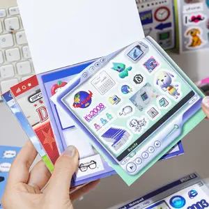 20 Sheets/book Sticker Book, Millennial Style Multicolor Electronic Era Theme Stickers, Handmade Journal Supplies, Water Bottle Decorations