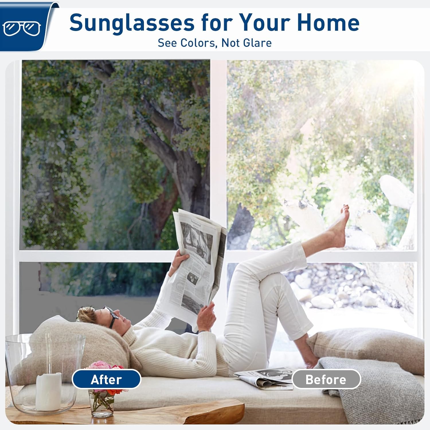 One Way Privacy Window Film with Tools, Window Tint Adhesive Shatterproof Film for Home, Premium PET Heat Control Daytime Reflective Mirror Coverings, Black, 17.5 x 78.7 Inch