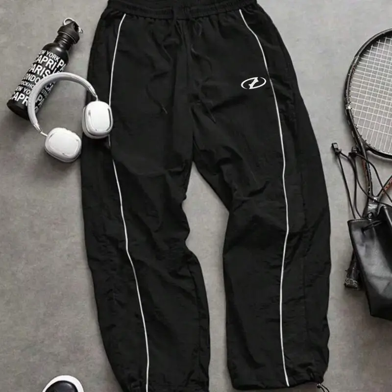 Men's Casual Sports Pants, Loose Fit, Elastic Cuff, Fashion Print, Athleisure Design, Lightweight Fabric, Perfect for Daily Wear, Athleisure Style Bottoms