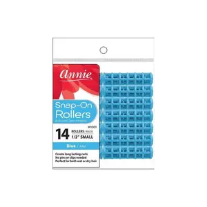 Annie #1001 Heatless Snap-on Curler Rollers, Blue 1/2" Small Haircare Pack, 14 ct for Normal Hair