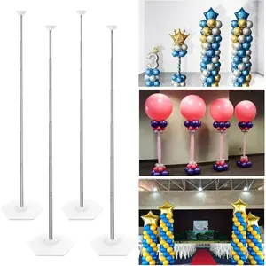 Balloon Column Stand Kit Set of 4, 7 Feet Balloon Pillar with Reusable Telescopic for Birthday, Wedding, Baby Shower, Graduation Decoration