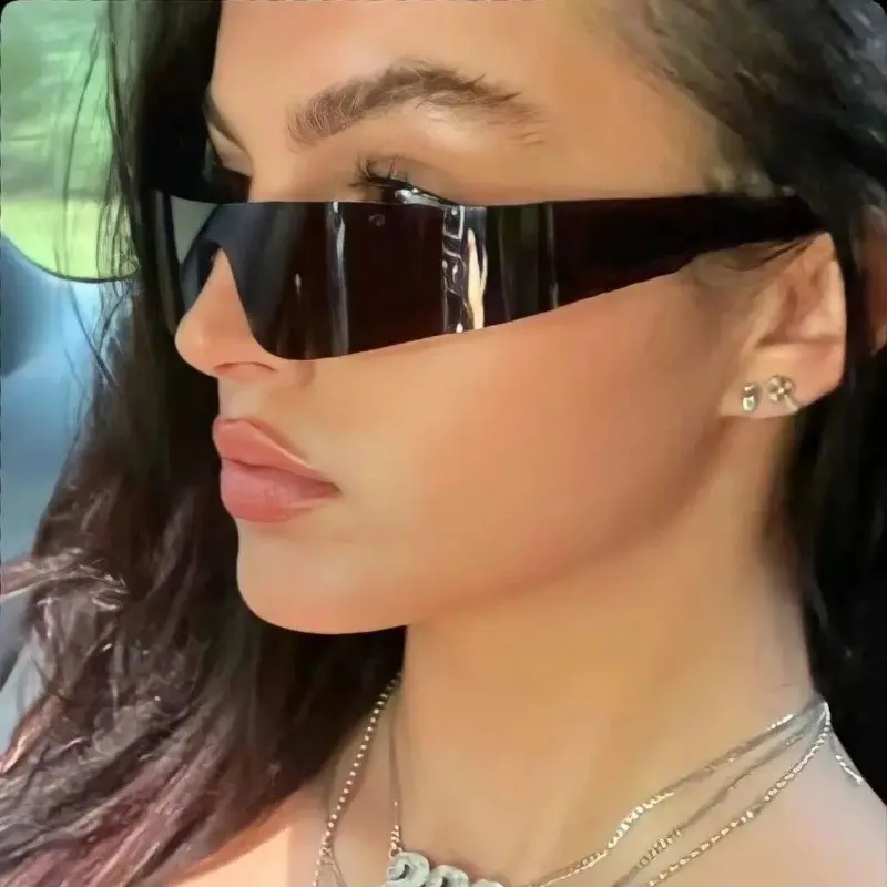 2026 New Punk Style Sunglasses, Frameless UV Protection, Fashionable Future-Proof Design, Cool Stylish Sunglasses, Ideal for Travel, Stage Performances, Parties, Reflective Sunglasses