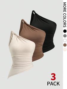 Women's Solid Color Top, Casual Sleeveless Top for Daily Wear, Ladies Clothes for Summer, Womenswear