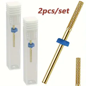 Gold-colored nail-shaped drill bit - odorless, highly suitable for manicure and pedicure use, can replace electric file heads, Nail Art Tools