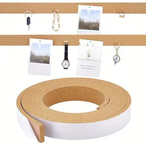 Cork roll, cork tape, bulletin board, suitable for wall cork board, frameless bulletin board, with adhesive backing, very suitable for office, school, home, for message, photo, width 4.98 cm.