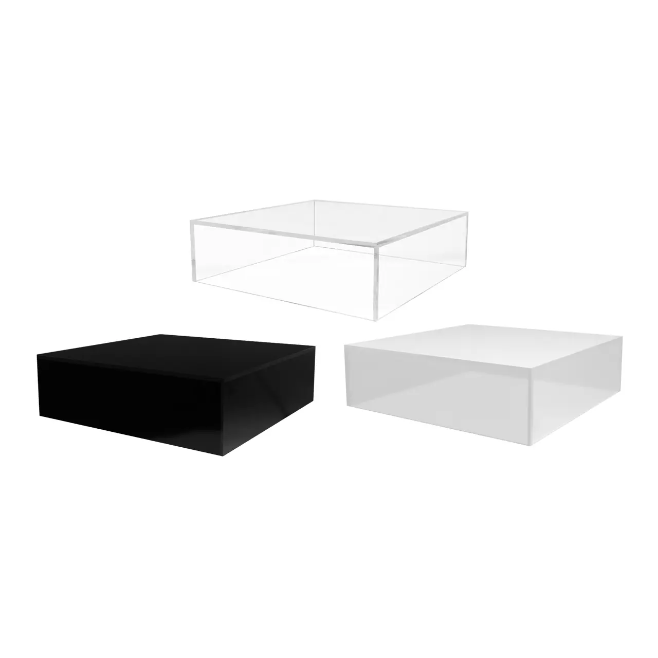 Acrylic Display Box with One Open Side 6.75" x 6.75" x 2 No Lid Versatile Plexiglass Merchandise Storage Bin or Retail Product Riser by 321 Plastics