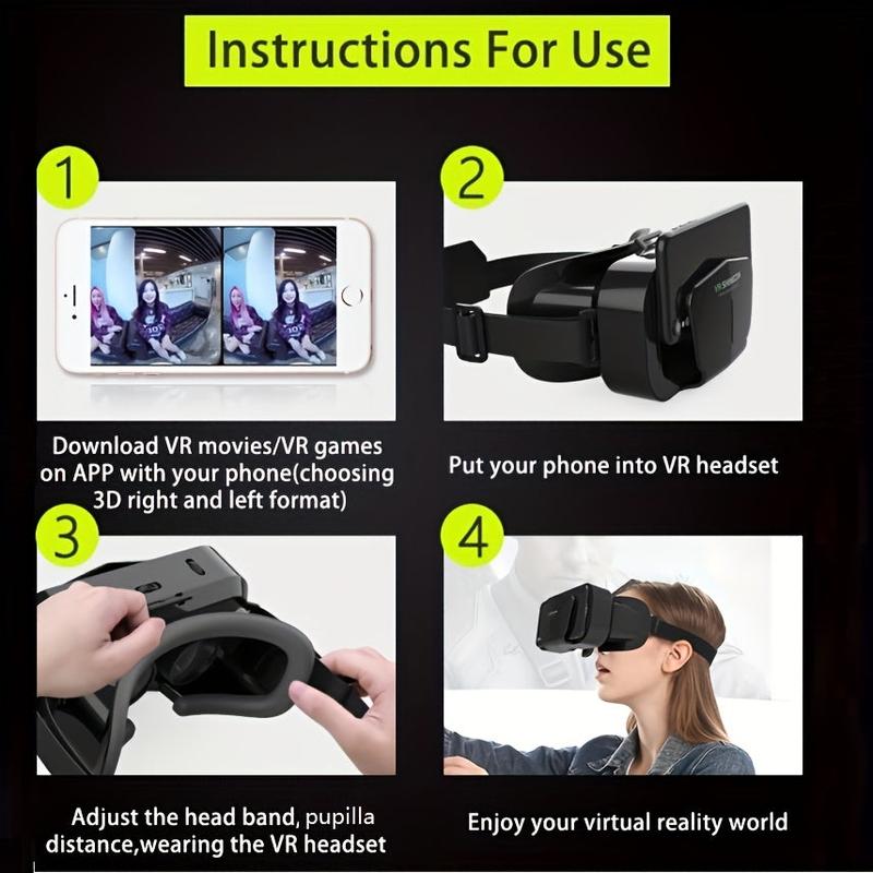 VR Headset Smart Virtual Reality Glasses VR Helmet for iPhone Android Smartphones Phone Lenses