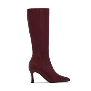 Zama Knee High Heel Boots - Wine