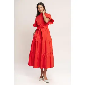 FEELS LIKE A COMPLIMENT WOVEN MIDI DRESS