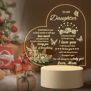 To My Daughter Night Light Led Light Backlit, 1 Count USB Powered Acrylic Desk Lamp, Daughter Birthday Gift, Graduation Gift for Daughter, Party Decoration Supplies
