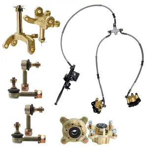 4 Stud Go Kart Front Wheel Hubs & Steering Knuckle Spindles & Twin Brake Master Cylinder Caliper Assembly & Tie Rod End Ball Joiner for Karting ATV UTV Golf Cart 4 Wheeler Buggy Drift Trike Quad
