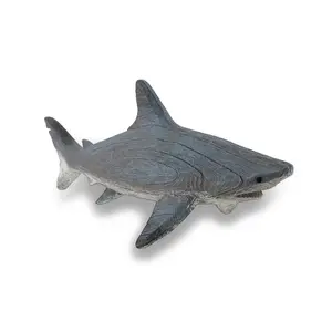 Hand-Painted Weathered Grey Finish Wood-Like Shark Resin Tabletop Statue - Lifelike Nautical Decor for Homes, Offices, or Kids' Rooms - 14 Inches Long