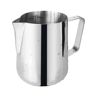【12oz/20oz】SOTECH Milk Frothing Pitcher with Lid 350ml/600ml Stainless Steel Double Scale Milk Frothing Jug Spresso Machine Accessories Barista Tools Jug for Coffee Cappuccino Latte Art Cup