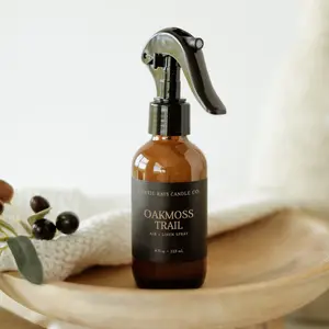 Oakmoss Trail Room Spray - 4 oz Glass Bottle - Long Lasting Earthy Scent with Amber & Tonka Bean Notes - Vegan Friendly & Eco Conscious