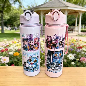 Huntress Theme Water Cup with Lid Straw, Reusable Hard Plastic, 800ML Eco-Friendly Design, Suitable for School Travel Holiday Parties