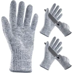 ANDANDA Cut Resistant Gloves, Safety Chef Gloves for Cutting for Oyster Shucking, Fish Fillet Processing, Wood Carving, Grey XL 2 Pairs