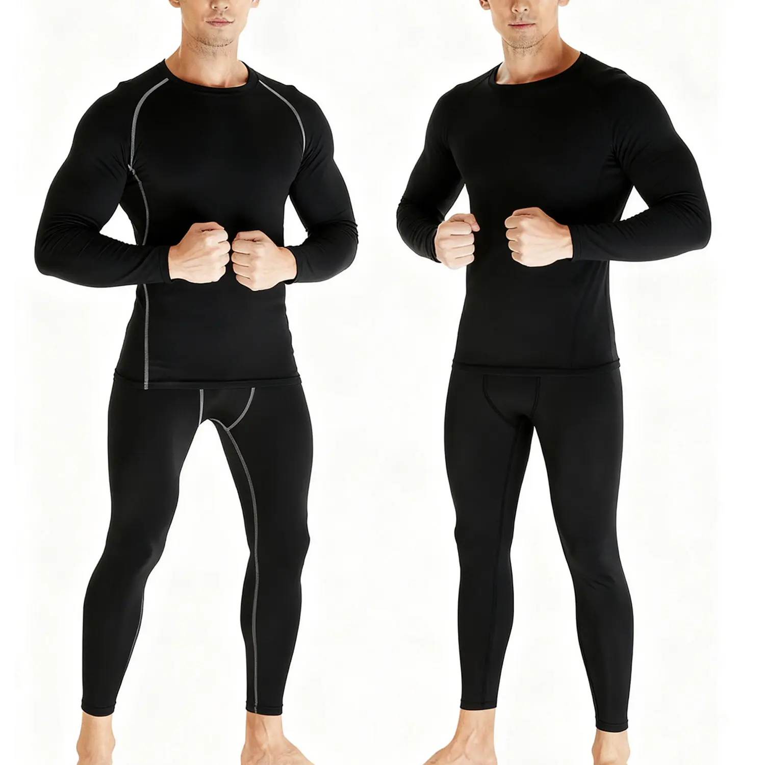 Men's 2-Piece Compression Thermal Base Layer Set - Long Sleeve Training Shirt & Leggings, Quick Dry for Camping, Snowboarding, Skiing, Cycling, Outdoor Activities