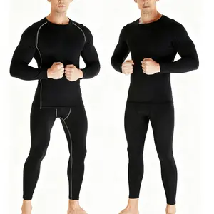 1 Set Thermal Underwear for Men Base Layer Set for Winter Warm Running Hiking Ski Gym Sports Exercise Compression Garment Dry Fit Shirt Gym Leggings