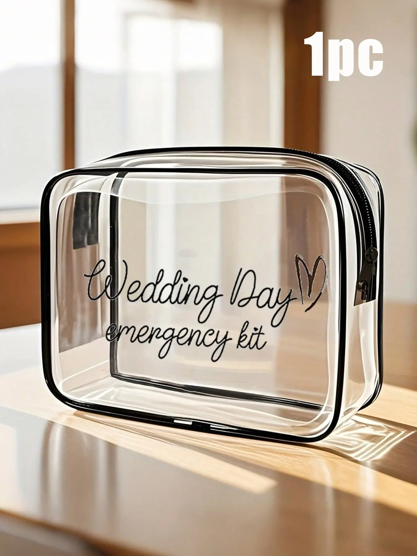 Bride Wedding Emergency Kit, Customizable Polyester Makeup Bag, Lightweight Zippered Organizer, Fade-Resistant, Foldable, Travel Case, Travel Makeup Pouch