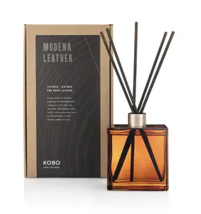 KOBO Candles Modena Leather Woodblock 9 oz Room Diffuser car air Reed Diffuser aroma perfume