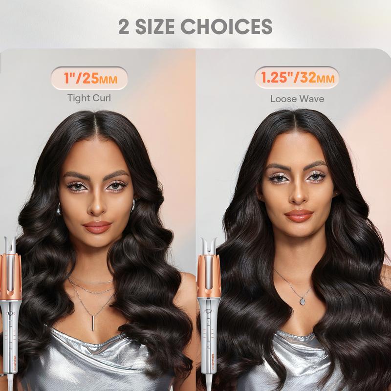 SHEGLAM Hair Automatic Curling Iron 1/1.25 Inch with 3 Temperatures, 2-Way Rotation, Anti-Scald, Anti-Tangle, Automatic Shut-Off, Swivel Cord Barrel