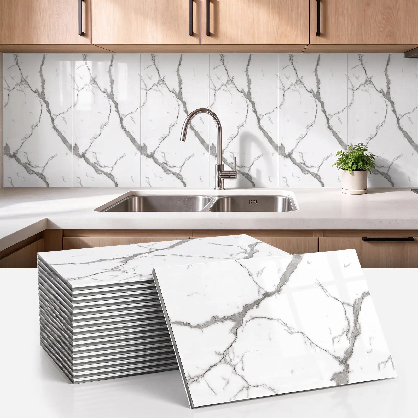 20 Pack Peel and Stick Wall Tiles, 11.8" x 23.6" Marble Pattern Wall Stickers, Waterproof Self-Adhesive Wall Panels for Kitchen Backsplash, Bathroom, Living Room & Home Decor (Covers ~38.75 Sq. Ft.)