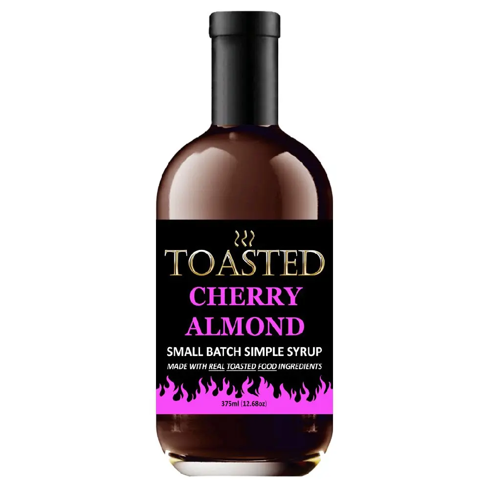 TOASTED Cherry Almond 375ml Small Batch Simple Syrup made w/ REAL TOASTED FOOD ingredients - created for Old Fashioneds, amazing in Craft Cocktails!