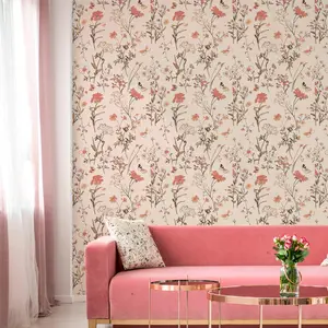 Floral Pattern Wall Sticker, Self Adhesive Wall Decal, Decorative Sticker for Home Living Room Bedroom, Home Decor