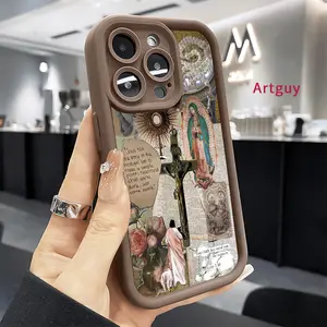Spiritual Love Advanced fashion gift Case for iPhone 16 15 14 Pro Max 16E 13 12 11 XR XS Plus Shockproof Full Camera Protection Durable slim Silicone Cover