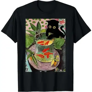[100%25 Cotton]   Henri Matisse Goldfish And Cat Famous Artwork Painting T-Shirt Golf Gift T-Shirt For Men And Women