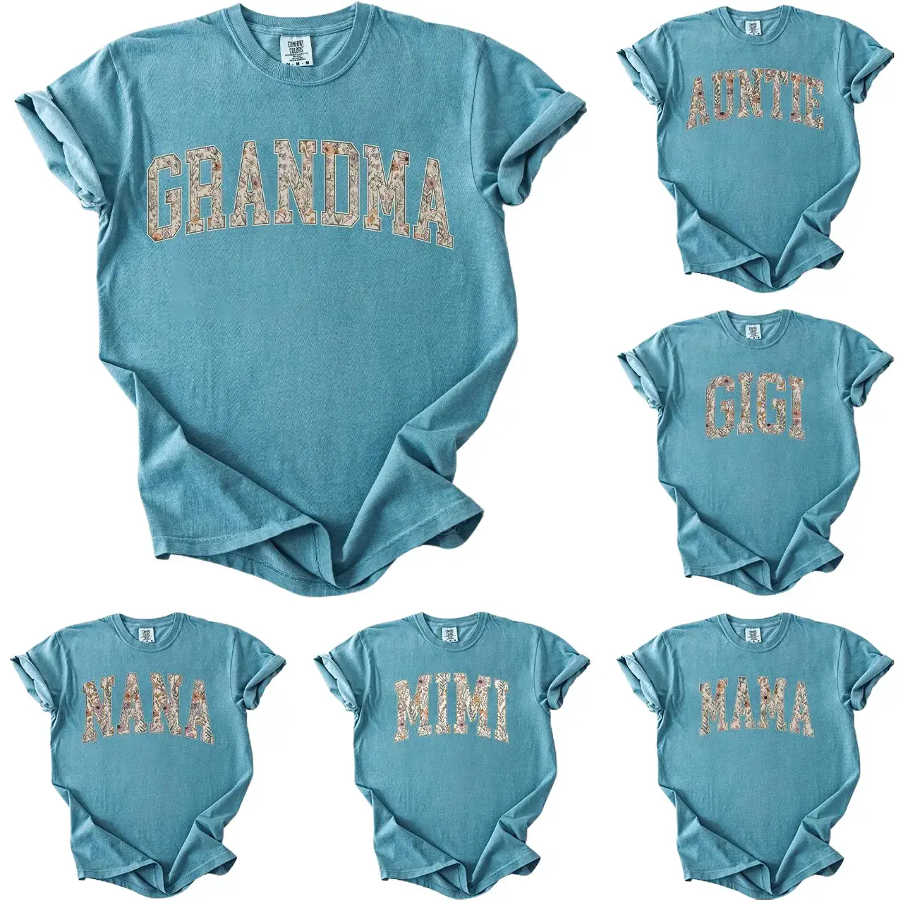 Custom Comfort Colors Grandma Heart Shirt | Personalized Family Gift | Mother's Day Gift | Floral Mama Nana Auntie Mimi Gigi Grammy T-Shirt Fit Green
