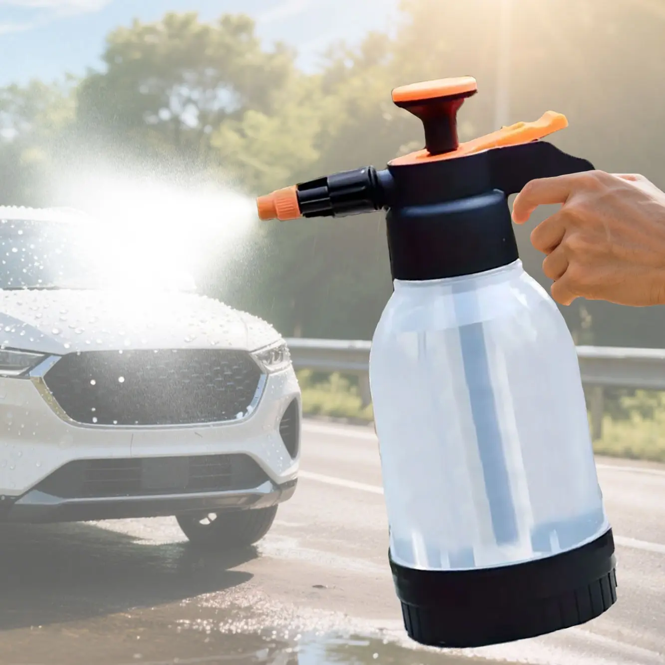 1.2L Large Capacity Transparent Car Wash Spray Bottle, Car Foam Sprayer, Handheld Pressure Sprayer for Home Gardening, Cleaning Tool, Car Wash Equipment, Water Spray Tool, Car Washing Tool